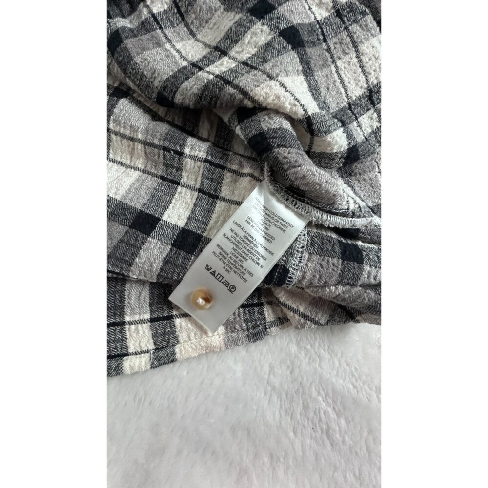 Pilcro Anthropologie Womens Black White Plaid Button-Up Shirt Medium Long Sleeve - Picture 4 of 8